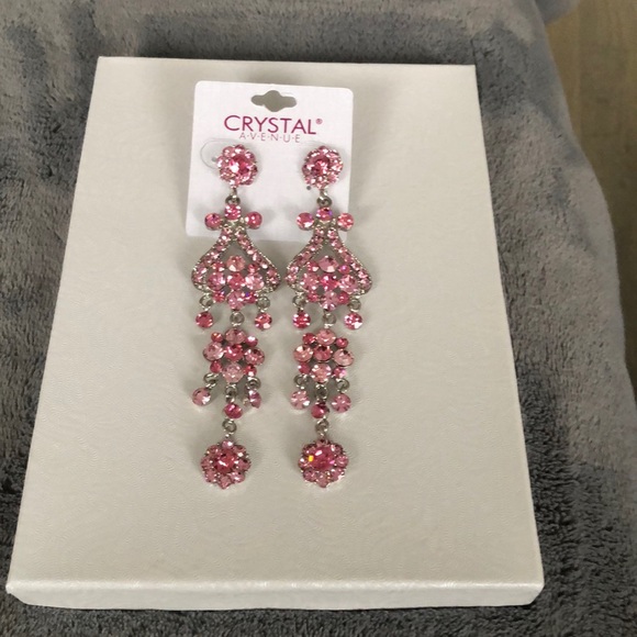 Pink and silver rhinestone earrings - Picture 5 of 5